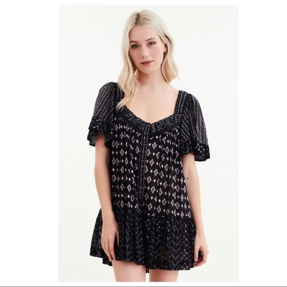 FREE PEOPLE BOHO FLOWY MINI TUNIC DRESS A3C - Picture 11 of 16